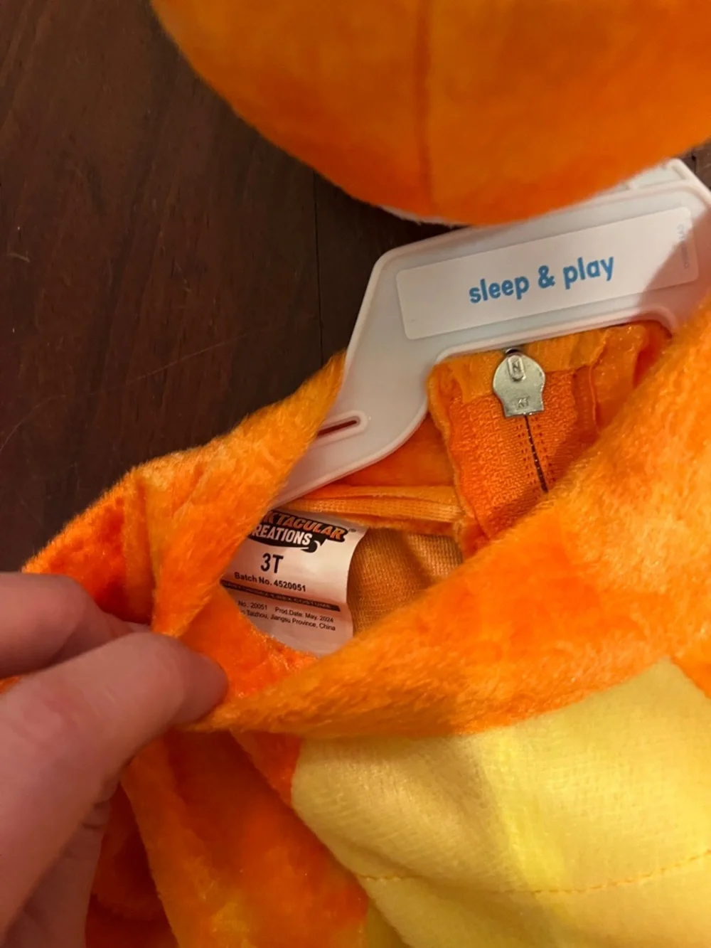 Amazon Orange and Yellow Plush Dragon Costume with Hood and Tail